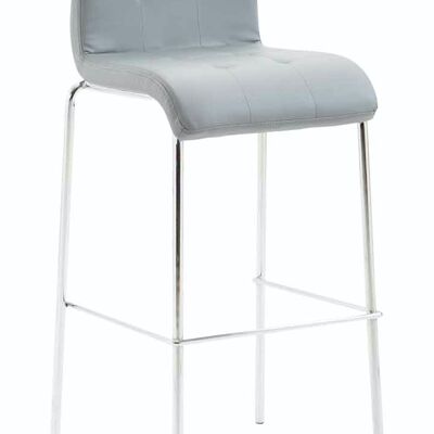 Tabouret de bar Gift simili cuir rond chrome Gris 45x46x103 Simili cuir gris métal