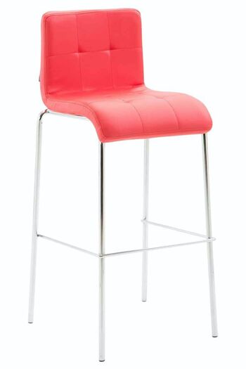 Tabouret de bar Kado simili cuir rond chrome rouge 45x46x103 simili cuir rouge métal 1