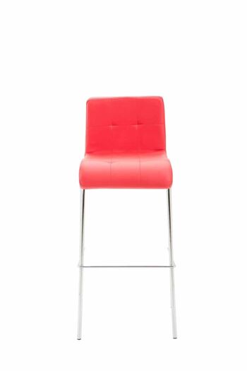 Tabouret de bar Kado simili cuir rond chrome rouge 45x46x103 simili cuir rouge métal 2