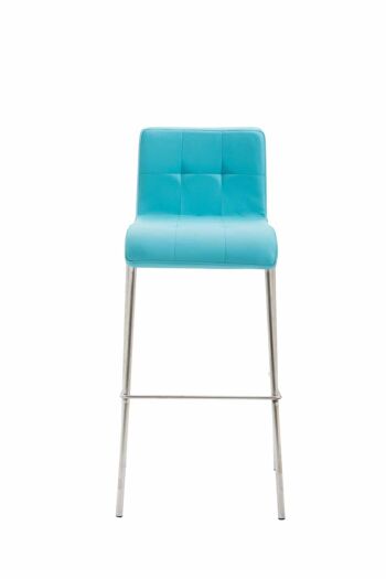 Tabouret de bar cadeau simili cuir rond acier inoxydable turquoise 45x46x103 turquoise simili cuir métal 2