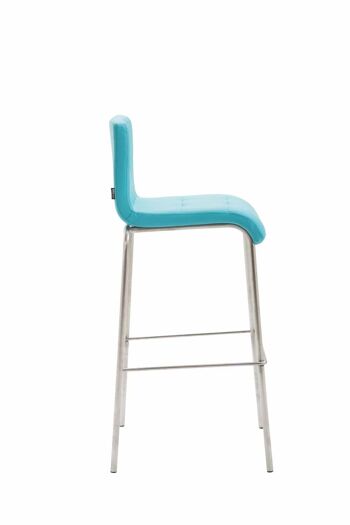 Tabouret de bar cadeau simili cuir rond acier inoxydable turquoise 45x46x103 turquoise simili cuir métal 3