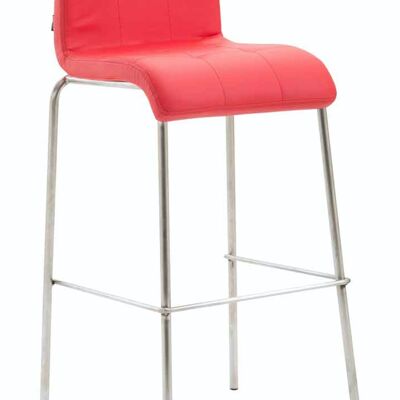 Tabouret de bar cadeau simili cuir rond acier inoxydable rouge 45x46x103 simili cuir rouge métal