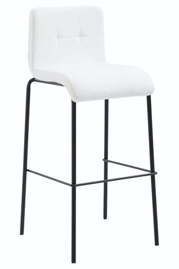 Tabouret de bar cadeau cuir artificiel rond noir blanc 45x46x103 cuir artificiel blanc métal 1