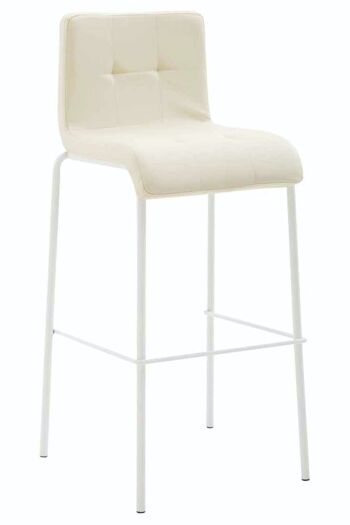 Tabouret de bar Kado simili cuir rond blanc crème 45x46x103 métal simili cuir crème 1