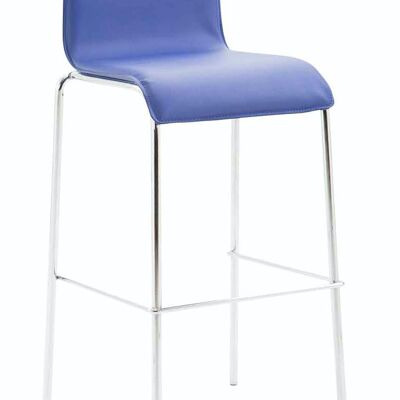 Barhocker Kado Kunstleder rund flach chrom blau 45x43x101 blaues Kunstleder Metall