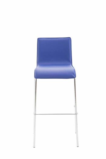 Tabouret de bar Kado simili cuir rond plat bleu chrome 45x43x101 métal simili cuir bleu 2