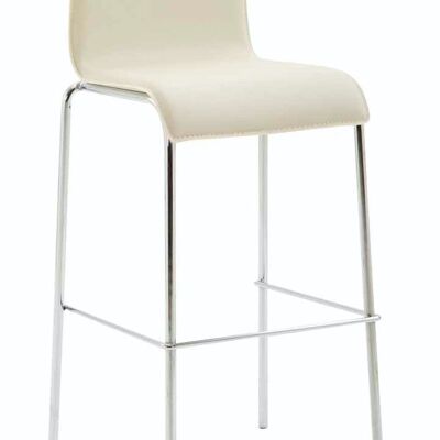 Sgabello da bar Kado similpelle tondo piatto cromato crema 45x43x101 metallo similpelle crema