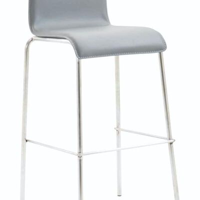 Sgabello da bar Regalo in finta pelle tondo piatto in acciaio inossidabile Grigio 45x43x101 Metallo in similpelle grigia