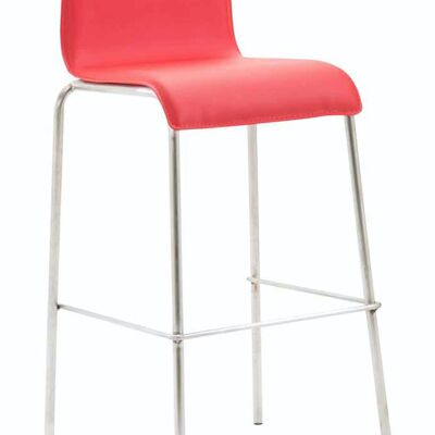 Sgabello da bar regalo ecopelle tondo piatto acciaio inossidabile rosso 45x43x101 rosso ecopelle metallo