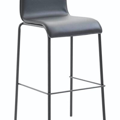 Tabouret de bar Kado simili cuir rond plat noir noir 45x43x101 métal simili cuir noir