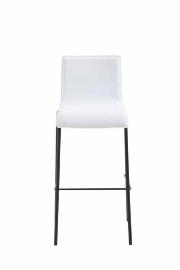 Tabouret de bar Kado simili cuir rond plat noir blanc 45x43x101 métal simili cuir blanc 2