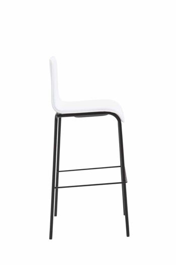 Tabouret de bar Kado simili cuir rond plat noir blanc 45x43x101 métal simili cuir blanc 3