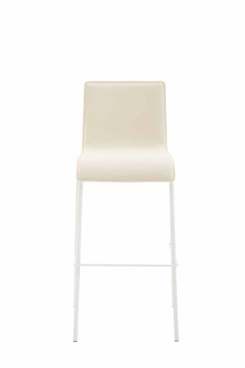 Tabouret de bar Kado simili cuir rond plat blanc crème 45x43x101 métal simili cuir crème 1