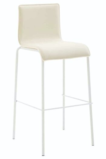 Tabouret de bar Kado simili cuir rond plat blanc crème 45x43x101 métal simili cuir crème 3