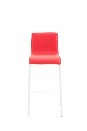 Tabouret de bar Kado simili cuir rond plat blanc rouge 45x43x101 simili cuir rouge métal 2