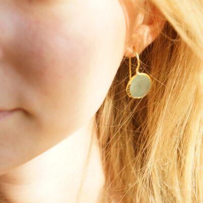 "Drop" earrings, aqua chalcy