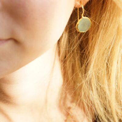 "Drop" earrings, aqua chalcy