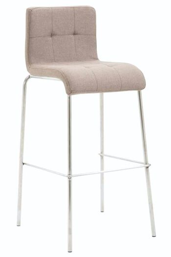 Tabouret de bar Gift Tissu Rond Acier inoxydable taupe 45x46x103 taupe Matière métal 1