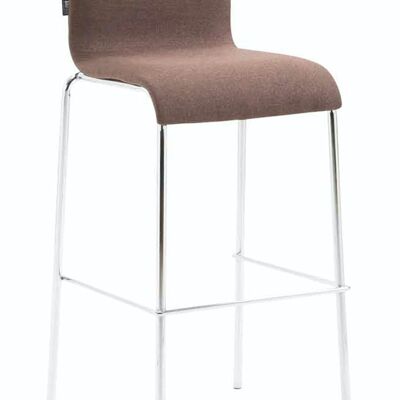 Tabouret de bar Kado tissu rond plat marron chrome 45x43x101 marron Matière métal