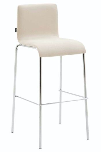 Tabouret de bar Kado tissu rond plat chrome crème 45x43x101 crème Matière métal 1