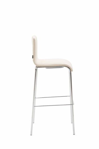 Tabouret de bar Kado tissu rond plat chrome crème 45x43x101 crème Matière métal 3