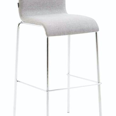 Tabouret de bar Kado tissu rond plat chrome gris clair 45x43x101 gris clair Matière métal