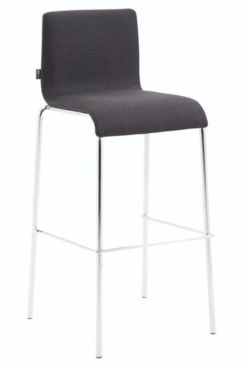 Tabouret de bar Kado tissu rond plat chrome noir 45x43x101 noir Matière métal 1