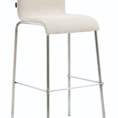 Tabouret de bar Cadeau Tissu Rond Plat Inox crème 45x43x101 crème Matière métal