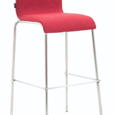 Tabouret de bar Cadeau Tissu Rond Plat Inox rouge 45x43x101 rouge Matière métal