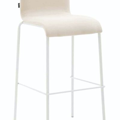 Sgabello da bar Kado tessuto rotondo piatto bianco crema 45x43x101 crema Materiale metallo