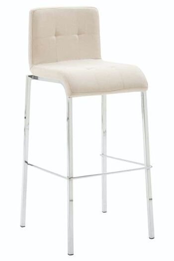 Tabouret de bar Cadeau tissu Carré chrome crème 45x46x103 crème Matière métal 1