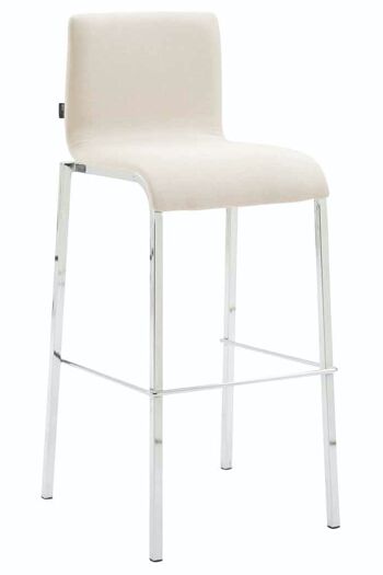 Tabouret de bar Cadeau tissu Carré plat chrome crème 45x43x101 crème Matière métal 1