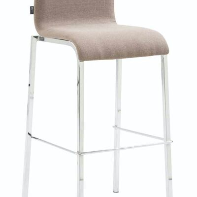 Tabouret de bar Cadeau tissu Carré plat chrome taupe 45x43x101 taupe Matière métal