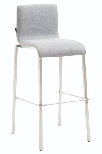 Tabouret de bar Gift Tissu Carré Plat Acier inoxydable gris clair 45x43x101 gris clair Matière métal 1