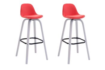 Lot de 2 tabourets de bar Avika simili cuir blanc rouge 44x44x95 simili cuir rouge Bois 3