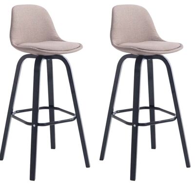 Set of 2 bar stools Avika fabric black taupe 44x44x95 taupe Material Wood