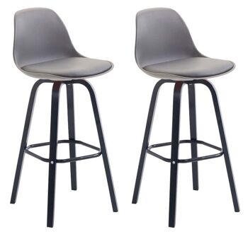 Lot de 2 tabourets de bar Avika plastique noir Gris 44x44x95 Plastique gris Bois 3