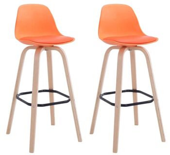 Lot de 2 tabourets de bar Avika plastique naturel orange 44x44x95 bois plastique orange 3