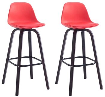 Lot de 2 tabourets de bar Avika plastique cappuccino rouge 44x44x95 bois plastique rouge 3