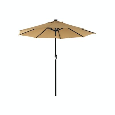 Parasol met led-verlichting op zonne-energie taupe Ø 270 cm