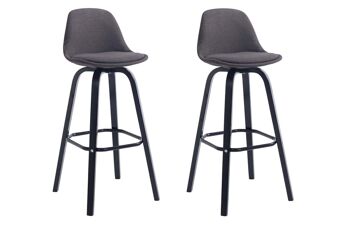 Lot de 2 tabourets de bar Avika tissu noir gris foncé 44x44x95 gris foncé Matière Bois 1