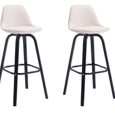 Lot de 2 tabourets de bar Avika tissu noir crème 44x44x95 crème Matière Bois