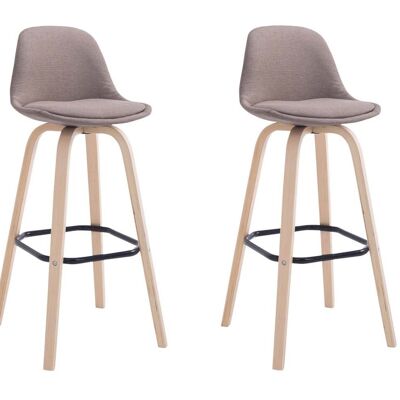 Set of 2 bar stools Avika fabric natural taupe 44x44x95 taupe Material Wood