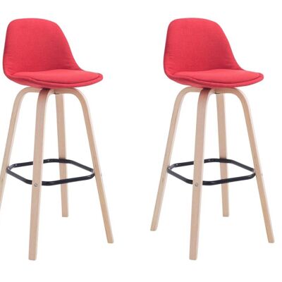 Lot de 2 tabourets de bar Avika tissu naturel rouge 44x44x95 rouge Matière Bois