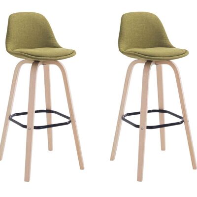 Lot de 2 tabourets de bar Avika tissu végétal naturel 44x44x95 végétal Matière Bois