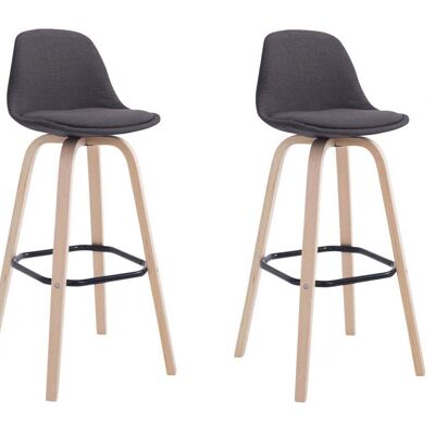 Lot de 2 tabourets de bar Avika tissu naturel gris foncé 44x44x95 gris foncé Matière Bois