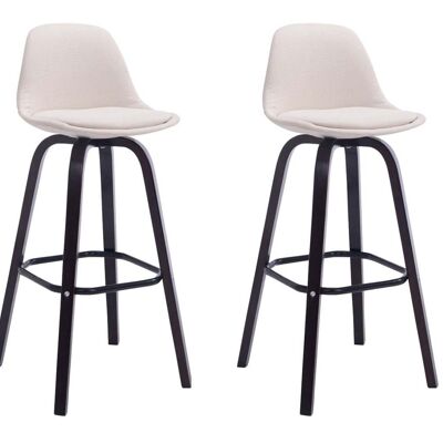 Set of 2 bar stools Avika fabric cappuccino cream 44x44x95 cream Material Wood