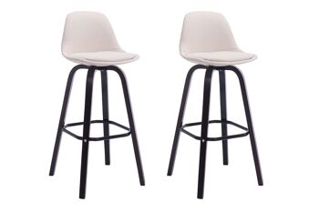 Lot de 2 tabourets de bar Avika tissu cappuccino crème 44x44x95 crème Matière Bois 1