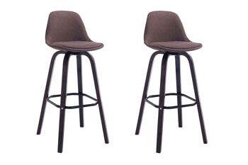 Lot de 2 tabourets de bar Avika tissu cappuccino marron 44x44x95 marron Matière Bois 1