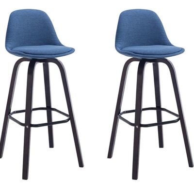 Lot de 2 tabourets de bar Avika tissu cappuccino bleu 44x44x95 bleu Matière Bois